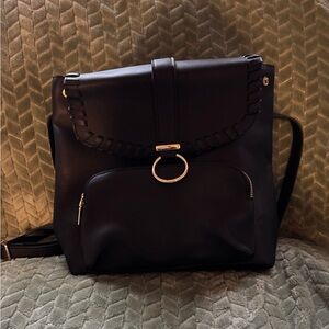Black Leather Backpack